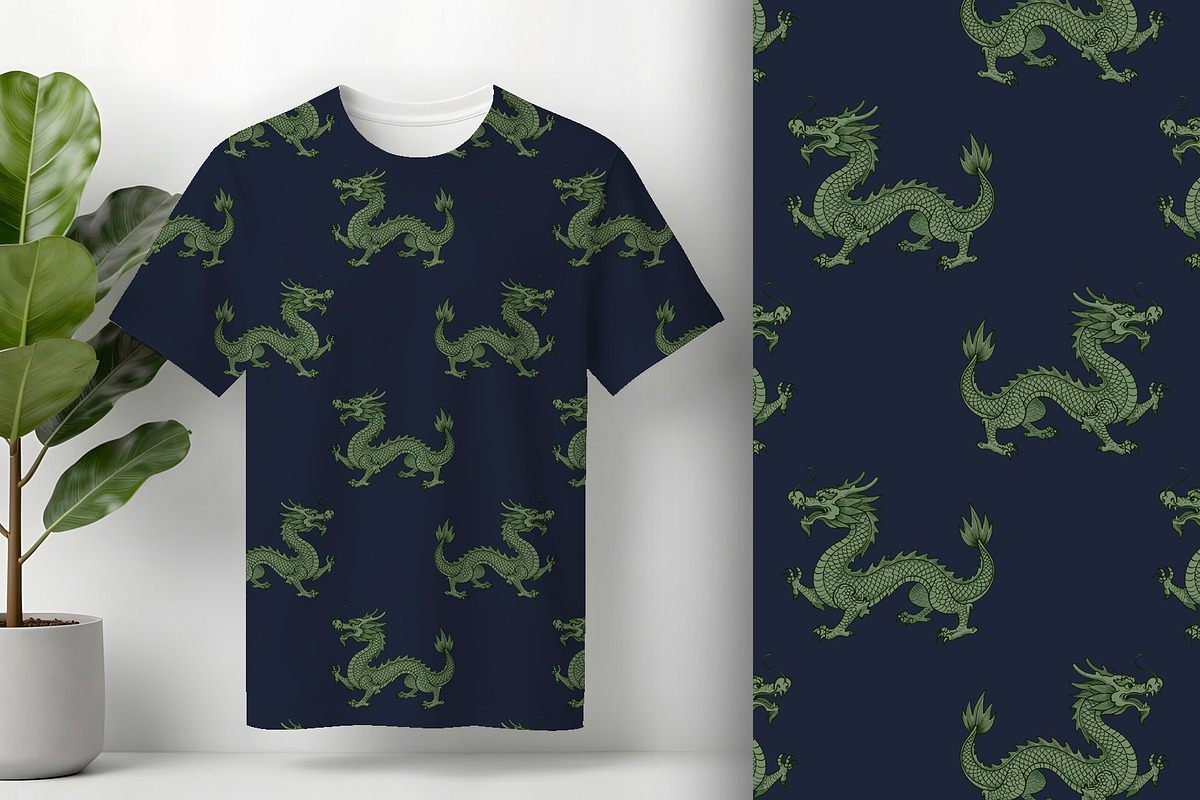 Royal Dragon on Navy Blue, a Pattern Graphic by Sharon Schwalbe (Photo 2 of 7)