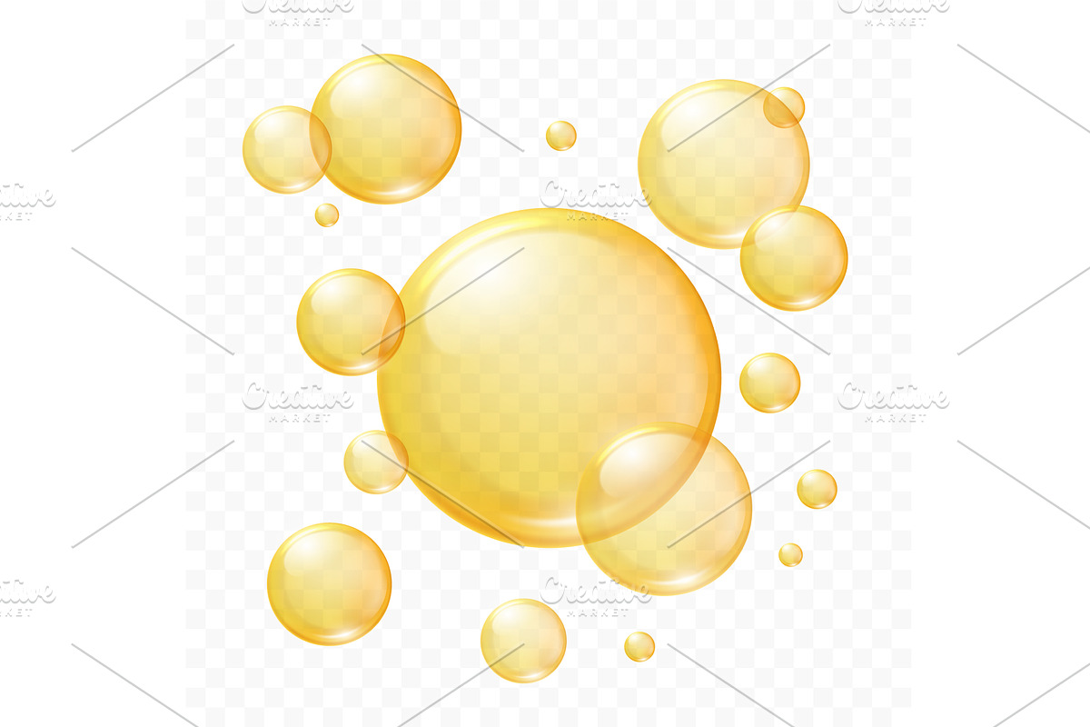 Oil bubbles. Realistic 3D gold, an Illustration by Frogella