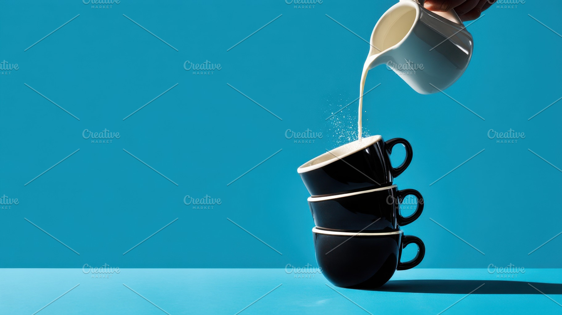 Pouring milk into stacked cups, a Photo by Beautiful things