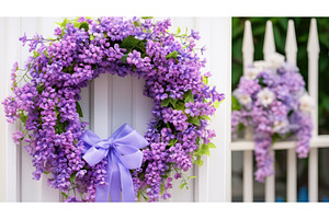 fence purple flower wreath ai, a Background Photo by pikepicture