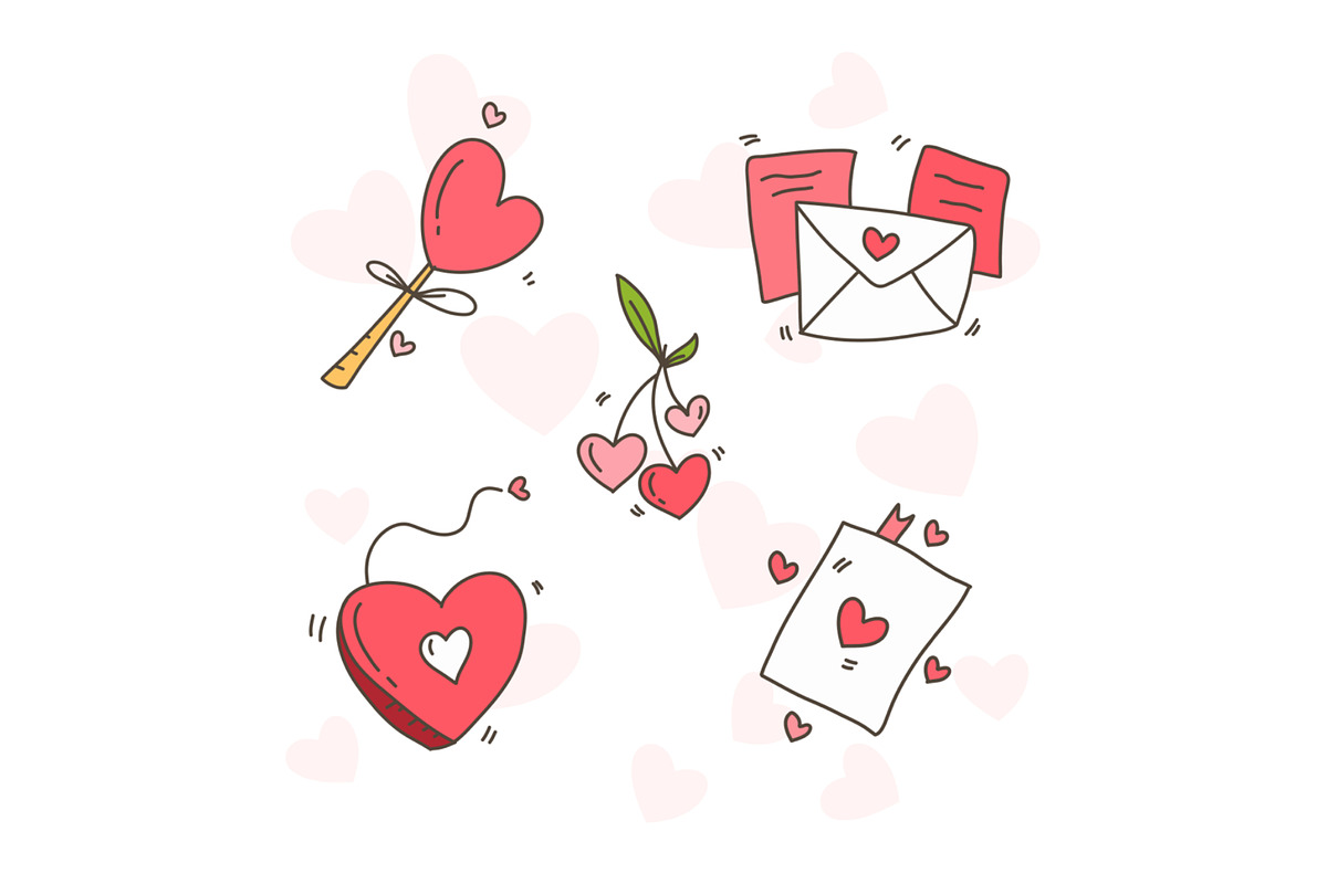 valentines doodle set bundle, a Decorative Illustration by foxndeer (Photo 4 of 4)
