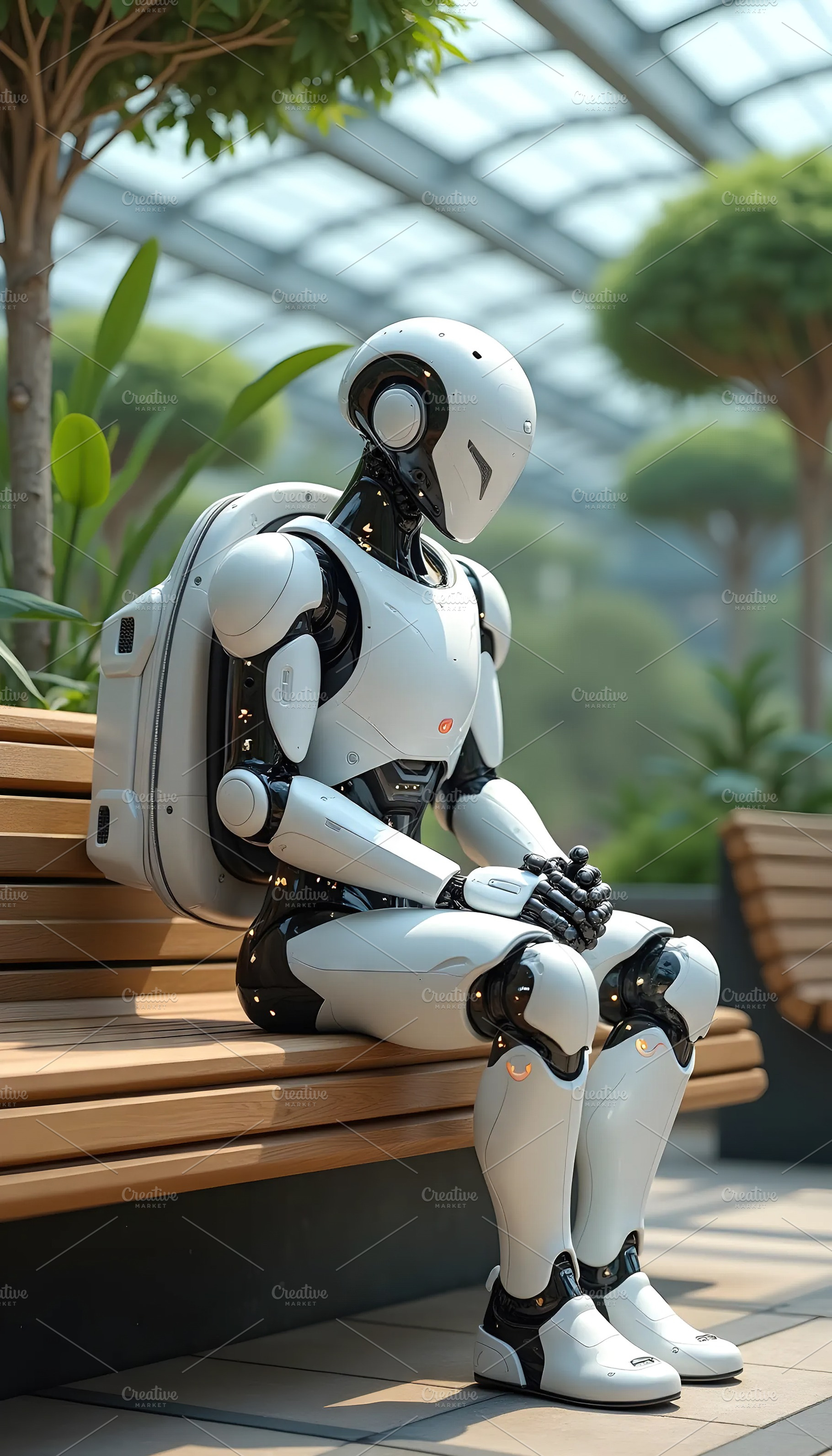 Full Frame White Armor Robot With Bl, a Photo by LOGOCREATIVE
