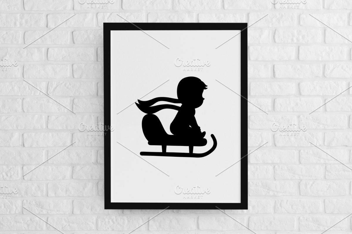 Sledding Kids Silhouette SVG, a Person Illustration by newminddesign (Photo 2 of 3)