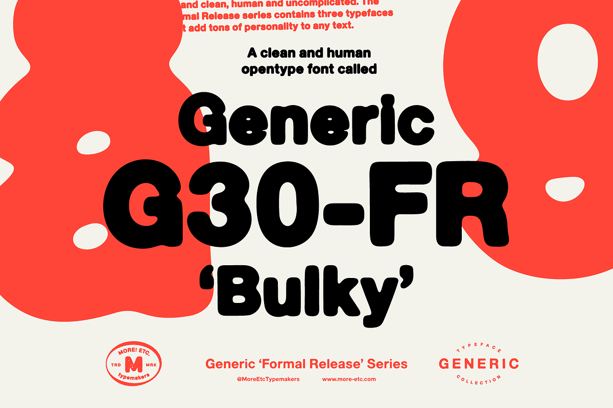 Generic G30-FR 'Bulky', a Sans Serif Font by More Etc. Studios (Photo 1 of 8)