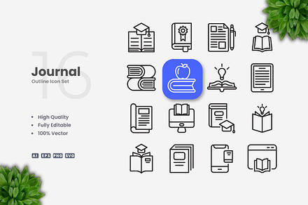 Journal Outline Icons, an Outline Icon by Upnowgraphic