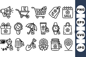 Retail Sale Outline Icons Set, an Illustration by designvectx