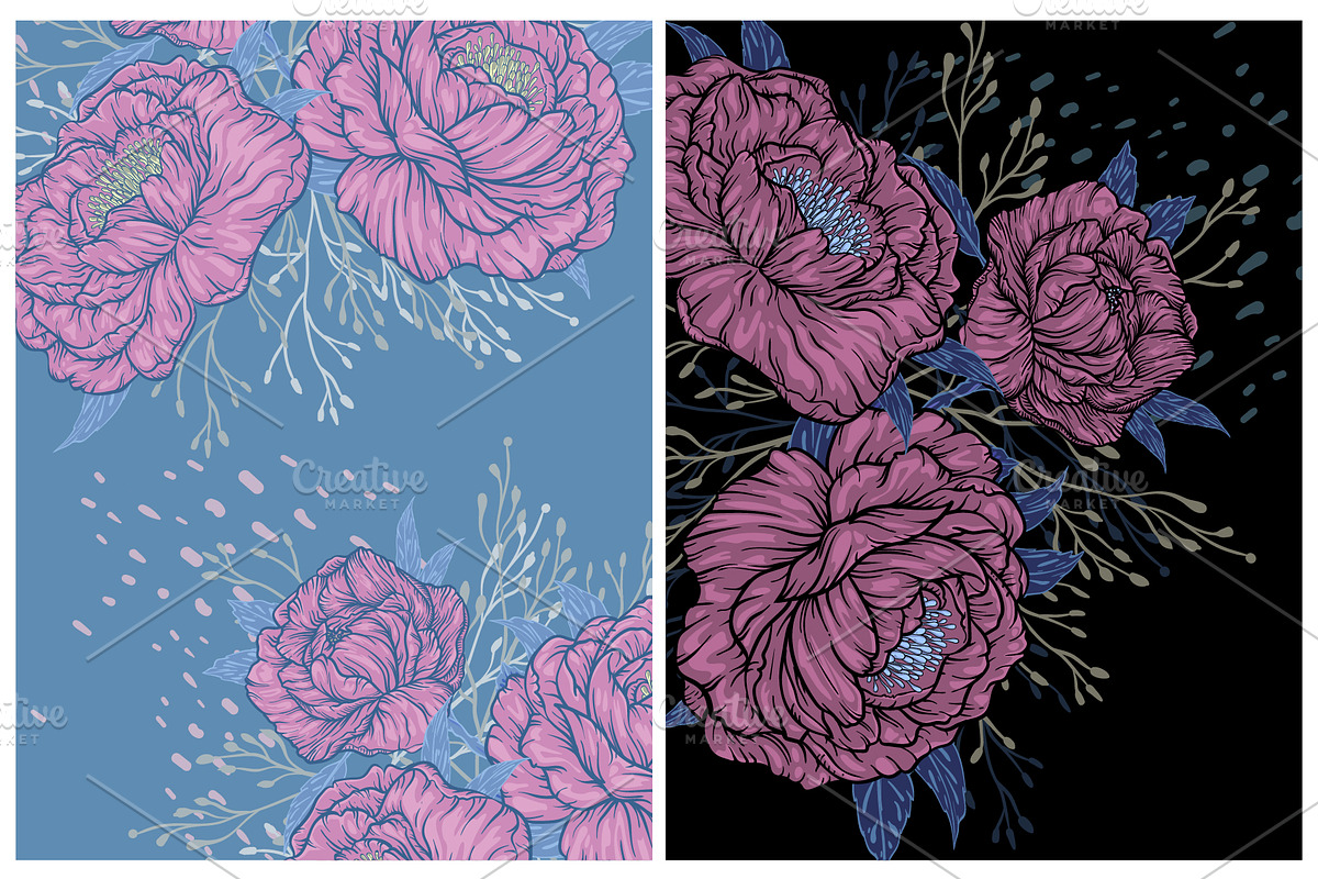 Boho Floral romantic prints, an Illustration by VioSilent (Photo 5 of 5)