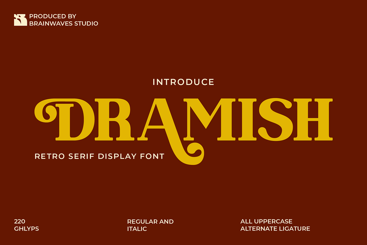 Dramish - Serif Retro Font, a Serif Font by Brainwaves.Studio (Photo 1 of 8)