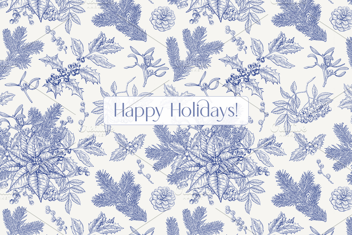 Christmas patterns Vol.2 Toile blue, a Pattern Graphic by ON_lineart_store (Photo 7 of 10)
