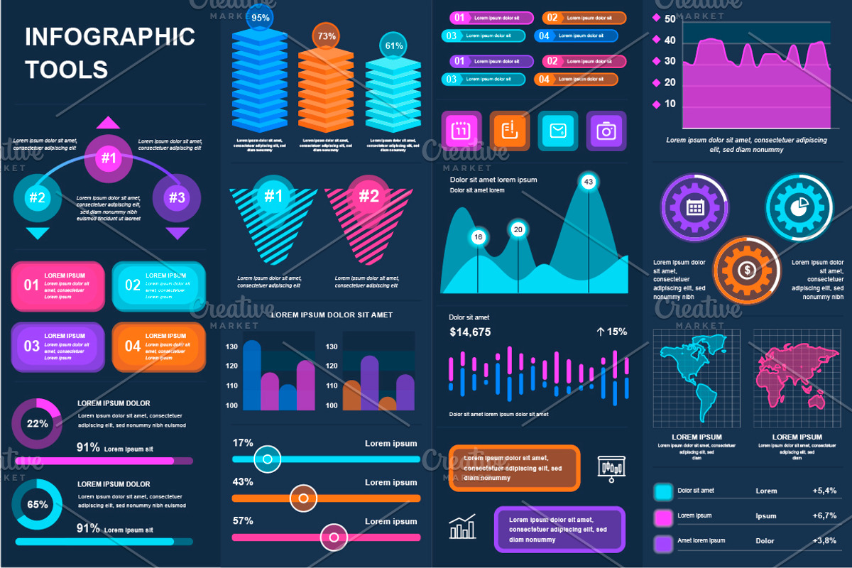 Infographics UI, UX, KIT Elements, a Presentation Template by alexdndz
