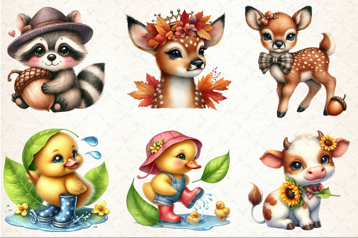 Cute Baby Fall Animals Clipart, an Illustration by Rose Art (Photo 3 of 7)