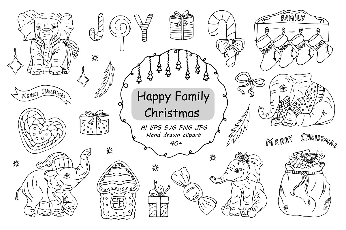 Hand-Drawn Happy Family Christmas, a Seasonal Illustration by Irina Avdeeva (Photo 1 of 9)