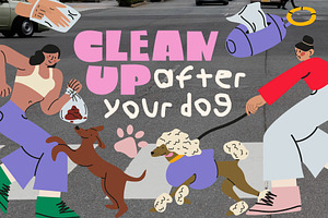 Dogs & Poop. Vector illustration, an Animal Illustration by Luamor