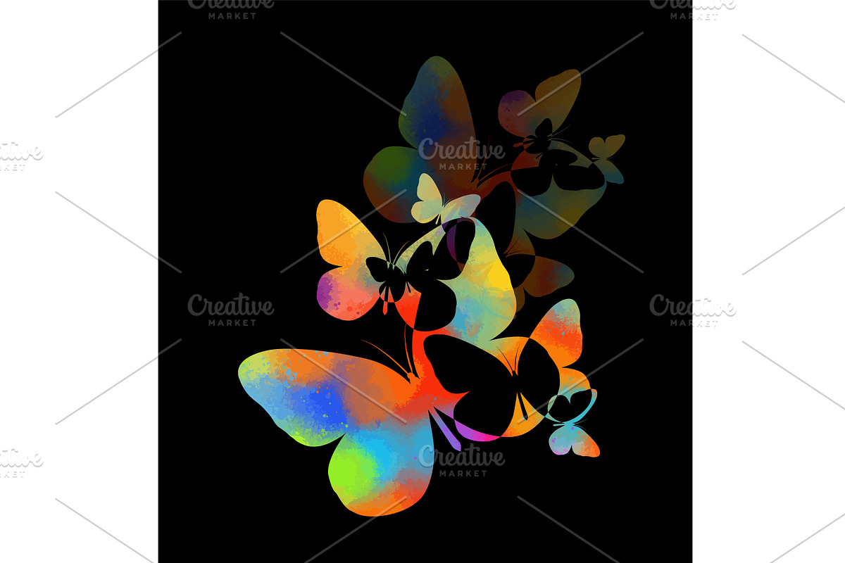 Watercolor colorful butterflies, an Animal Illustration by Nenahliadava Design