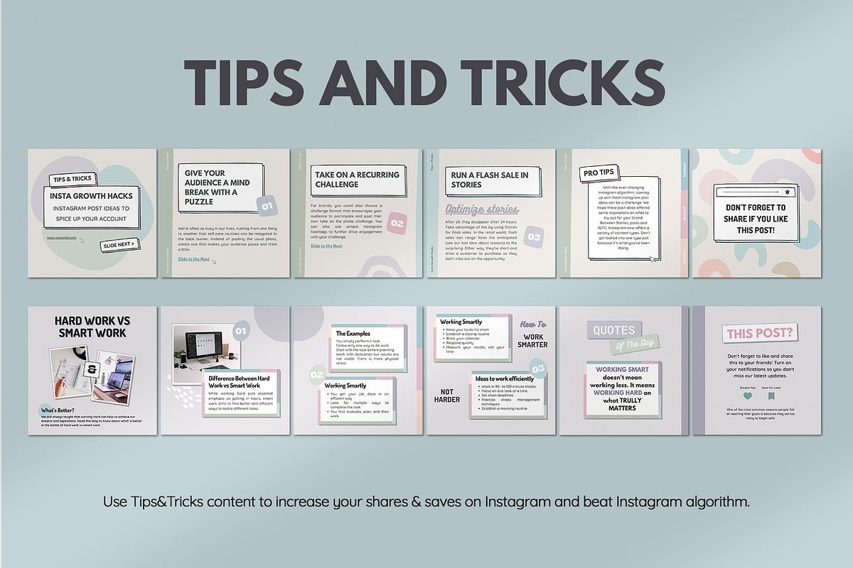 Instagram Carousel Growth Hacks, a Social Media Template by Analogi Studio (Photo 7 of 23)