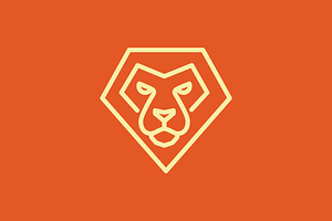 lion head powerful animal line logo, a Branding & Logo Template by devastd