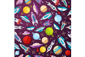 Planets Pattern. Universe Symbols