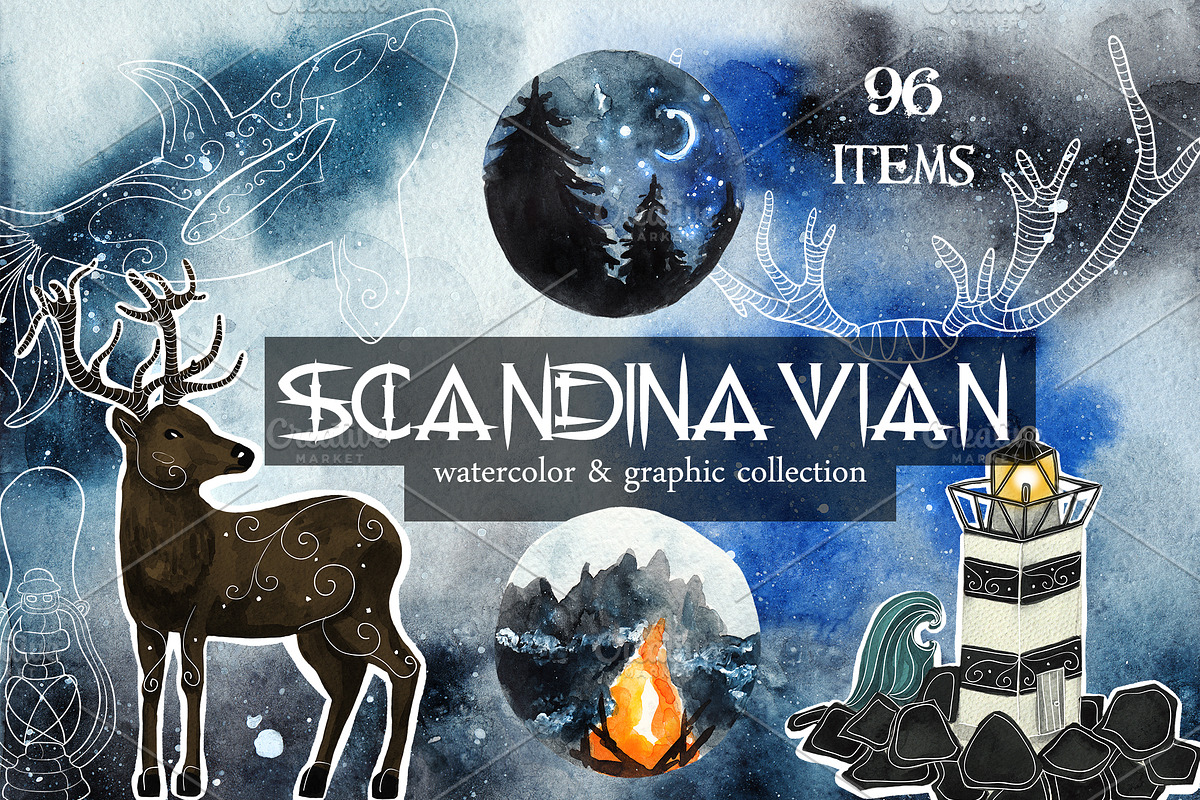 Scandinavian collection. PNG+JPEG, a Decorative Illustration by Scarlet Heath Art (Photo 1 of 14)