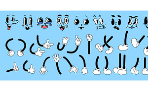 Cartoon hands, legs and faces, a Decorative Illustration by Ksania