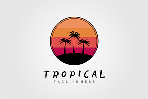 Tropical Silhouette Palm Tree Logo