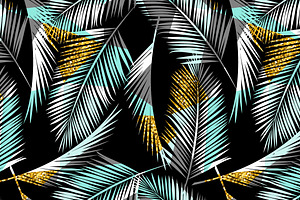 Golden Palm. 8 Seamless Patterns.