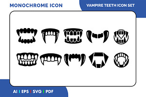 Vampire Teeth Halloween Icon Set, a Solid Icon by Fontmine Studio