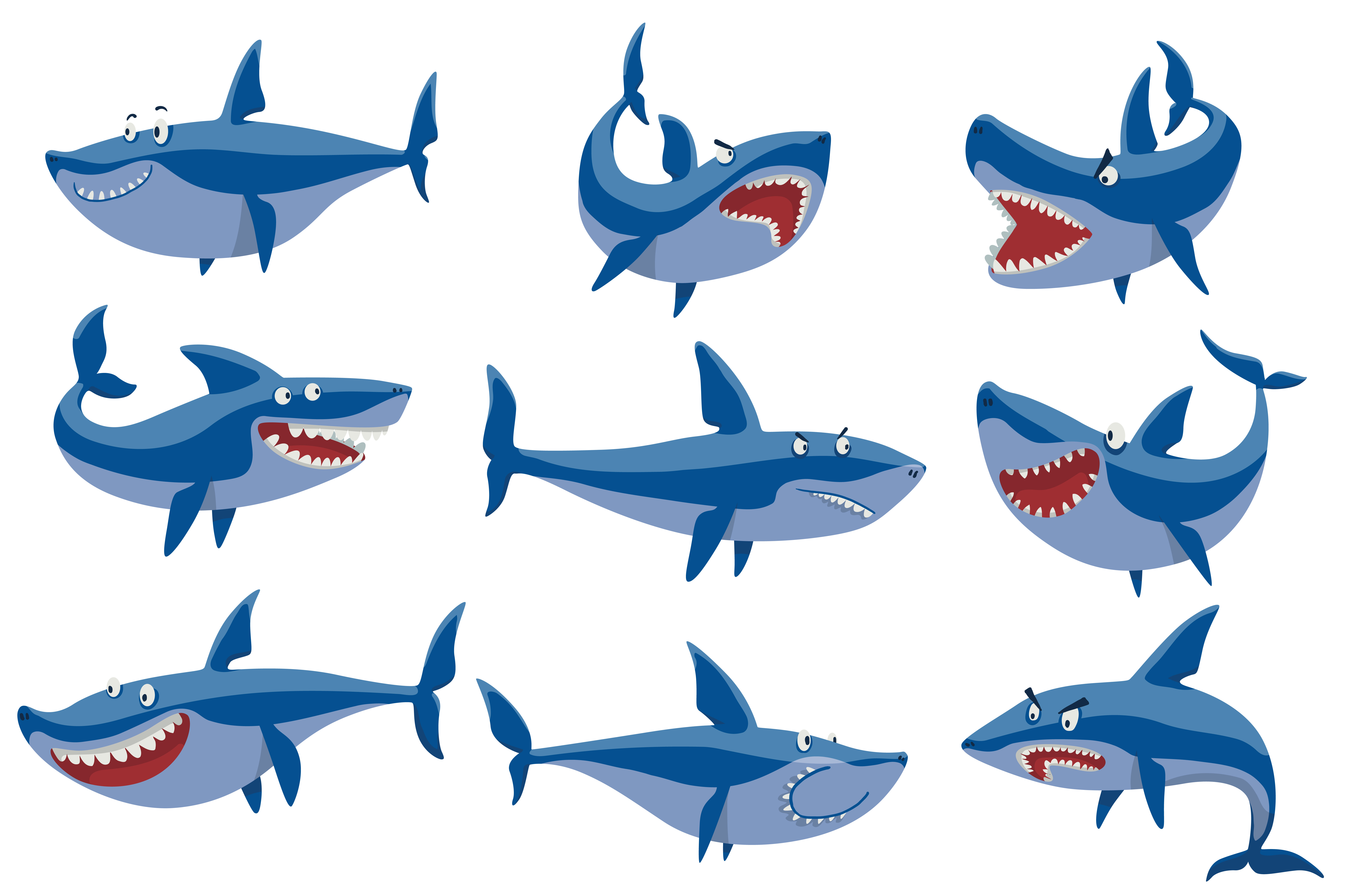 Vector swimming angry shark | Animal Illustrations ~ Creative Market