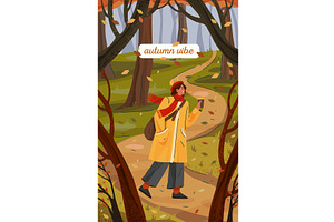 Autumn weather. Woman walking at, an Illustration by Elegant Solution