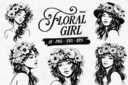 Floral Girl Illustration, a Person Illustration by Tekuni (Thumbnail 1 of 9)
