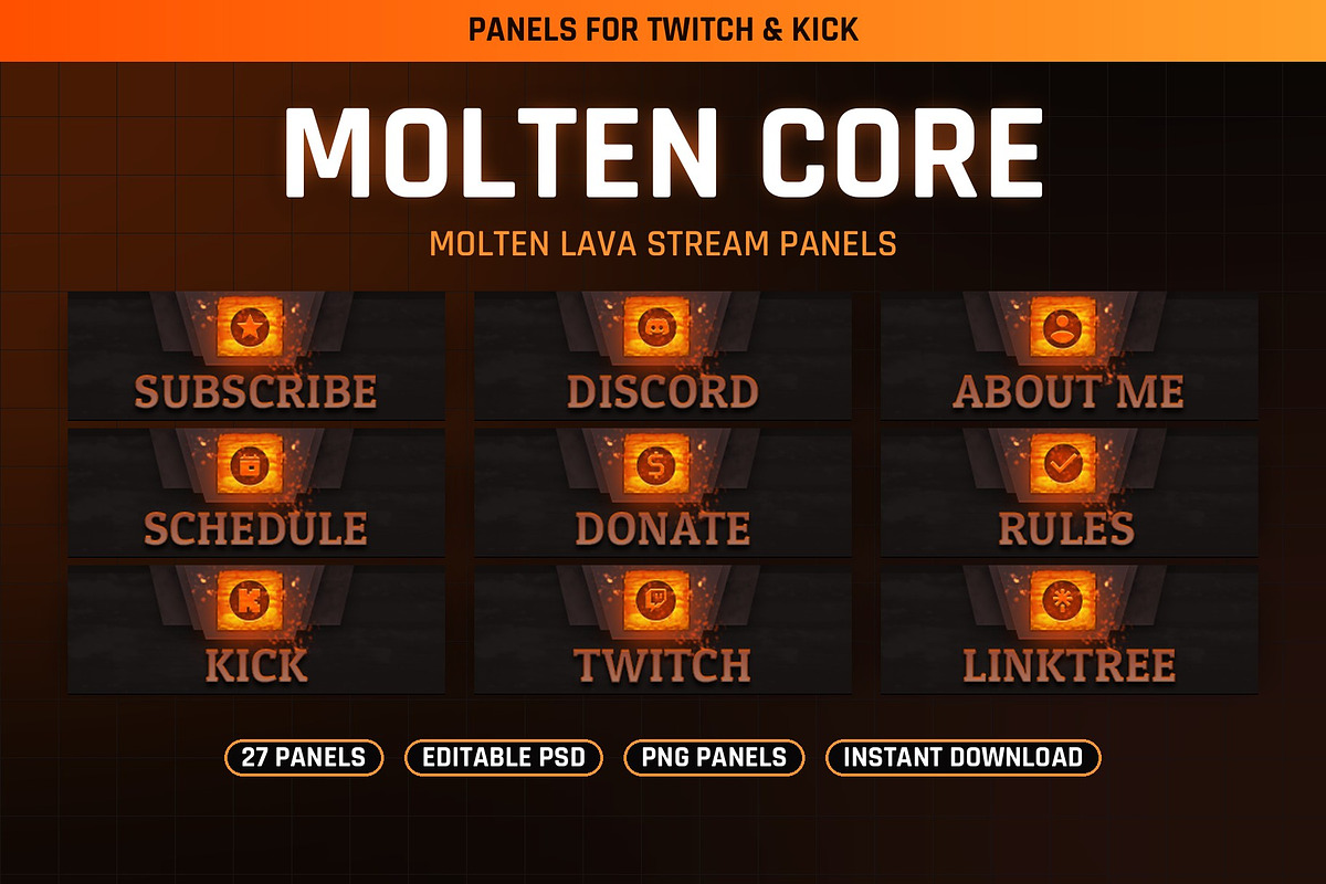Molten Core Twitch Panels | Kick & Twitch Panels