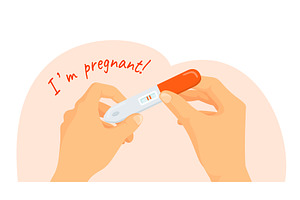Pregnancy test in hand. Pregnant, an Object Illustration by Stock-Smart-Start