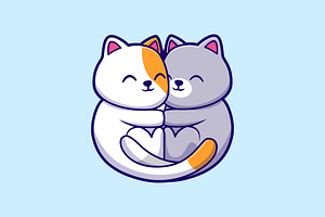 Cute Couple Cat Hug Cartoon, an Animal Illustration by Catalyst Labs