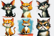 40 Caricature Cranky Cats, an Animal Illustration by PrintHaven Designs (Thumbnail 6 of 9)