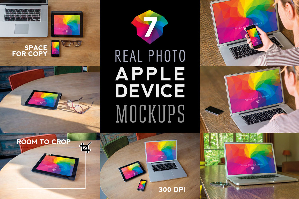 7 Real Photo Apple Device Mockups, an iPad Mockup by Fresh Design Elements (Photo 1 of 3)