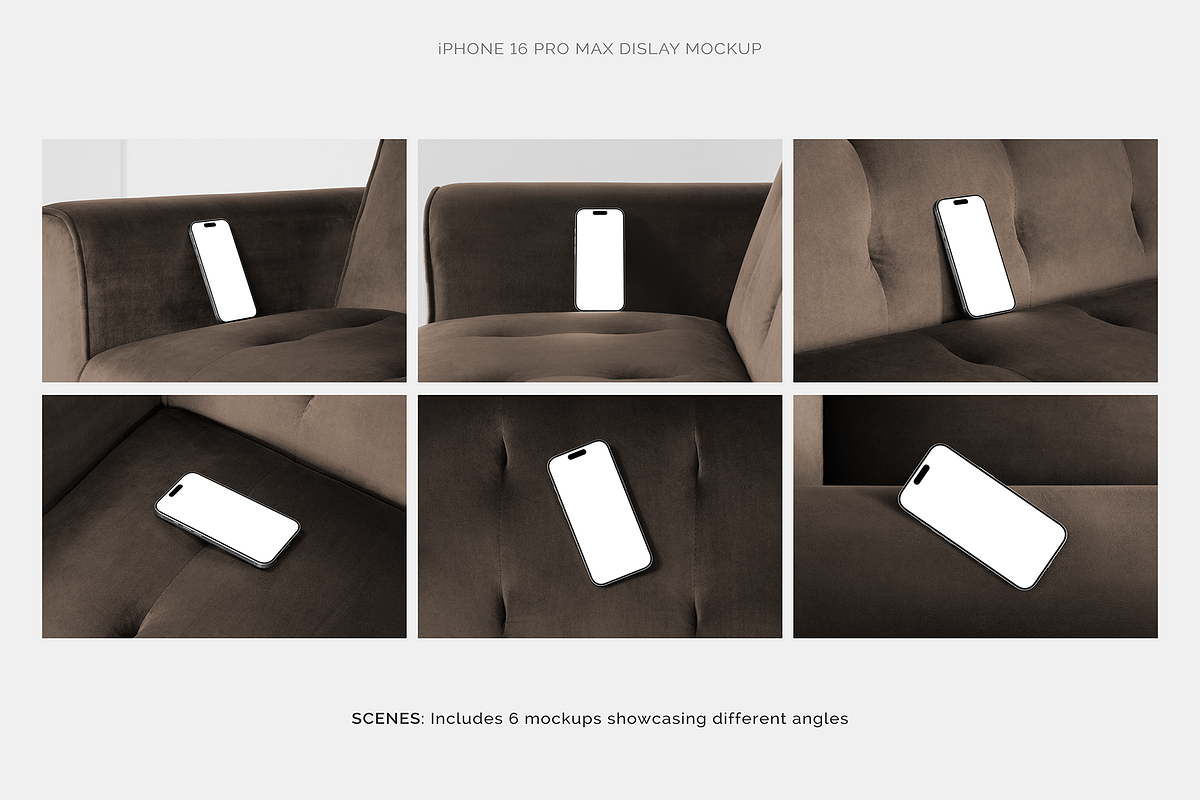 iPhone 16 Pro Max - 6 Mockup Scenes, an iPhone Mockup by Limitless Design (Photo 2 of 9)
