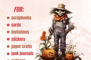 Watercolor Halloween Garden Clipart