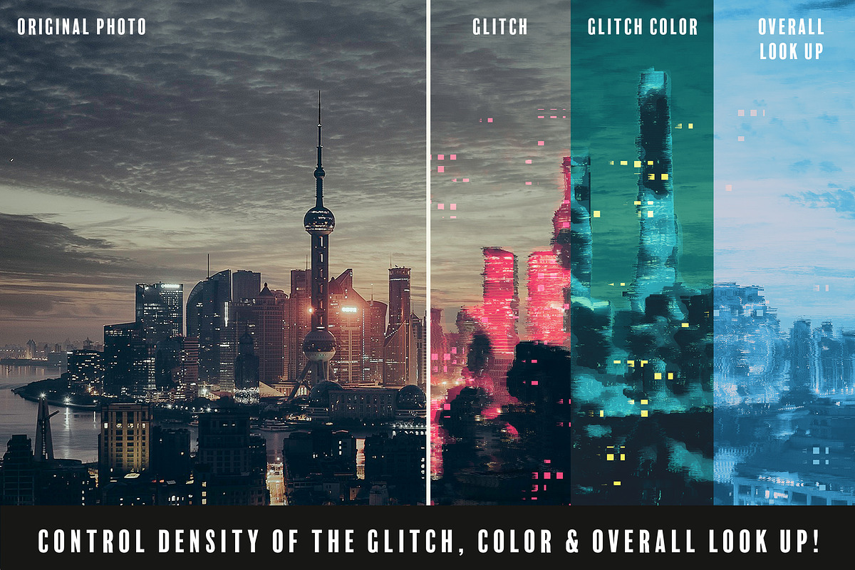 Glitchery for Adobe Photoshop, a Layer Style Add-On by Guerillacraft (Photo 3 of 8)