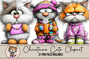 Christmas Cats Clipart, an Illustration by DreamArtGraphic (Thumbnail 1 of 5)