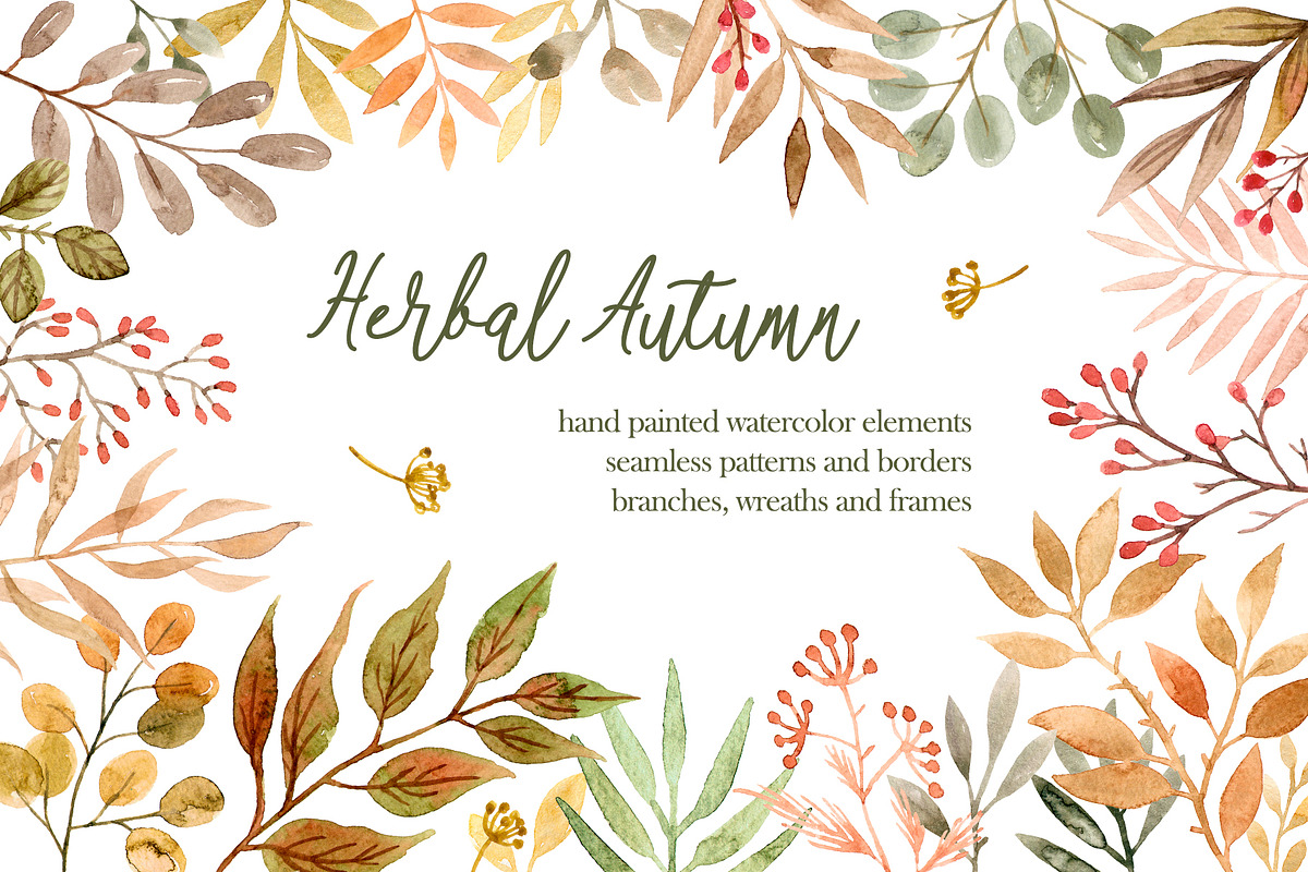 Autumn leaves watercolor collection, a Seasonal Illustration by alenaganzhela (Photo 1 of 11)