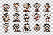 Graduation Animals Clipart PNG Set, an Animal Illustration by Nicolle's Colorful Art (Thumbnail 3 of 4)