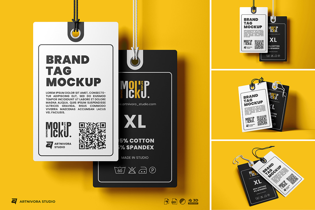 Brand Tag Mockup Sets, an Advertising Mockup by Artnivora.Std (Photo 1 of 4)