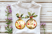 Red Gold Christmas Watercolor Clipar, an Illustration by CraftArtStudio (Thumbnail 5 of 6)