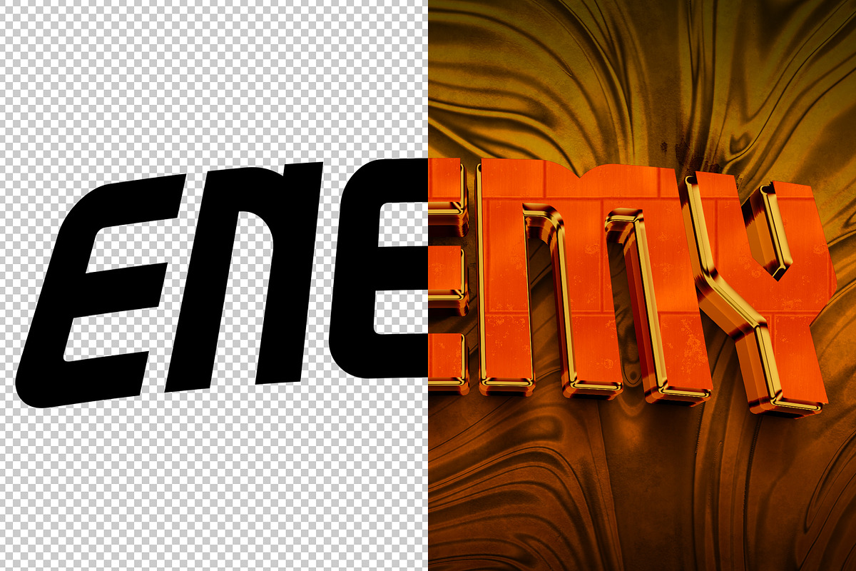 Enemy 3D editable text effect, a Layer Style Add-On by Hello Muh (Photo 2 of 2)