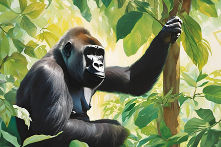 Cartoon gorrila in the jungle, an Animal Photo by ComfortQ