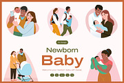 Newborn Baby Illustration Set, a Person Illustration by Brickclay (Thumbnail 1 of 8)