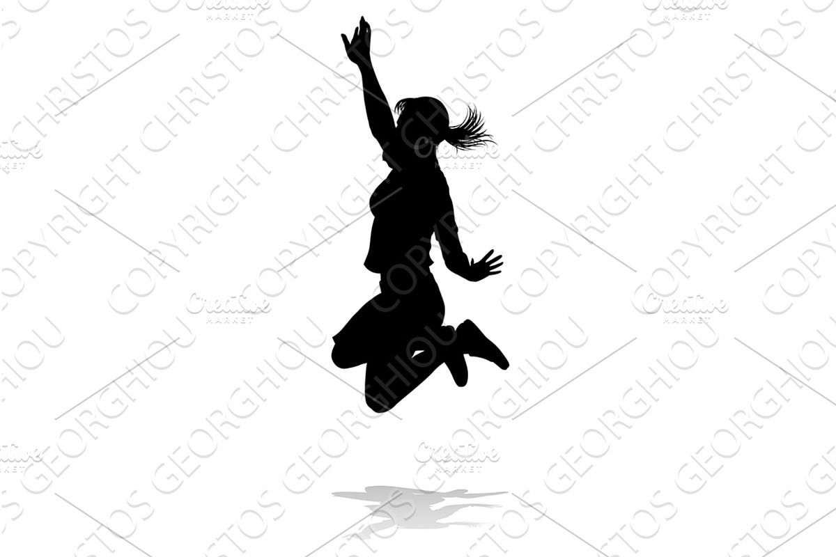 Happy Woman Jumping For Joy, a Person Illustration by Christos Georghiou