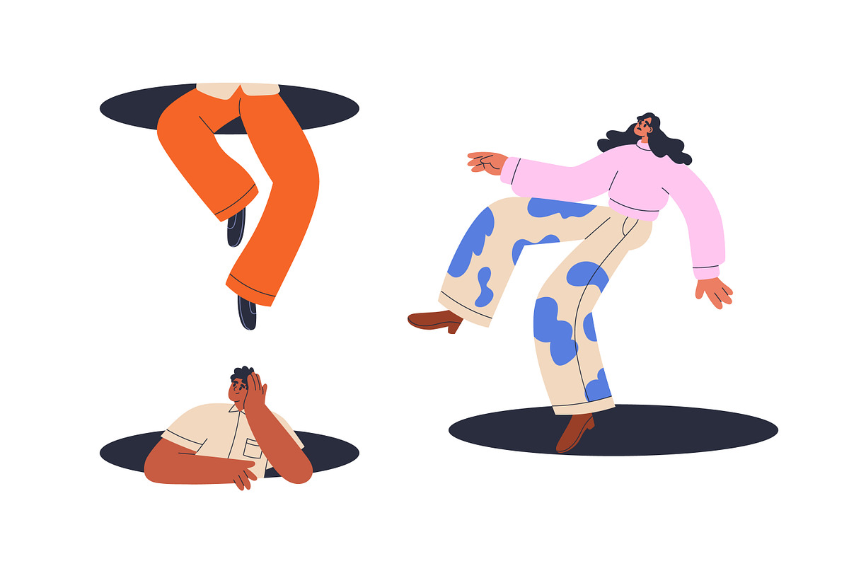 People jumping out of holes set, a Person Illustration by Good Studio (Photo 7 of 9)