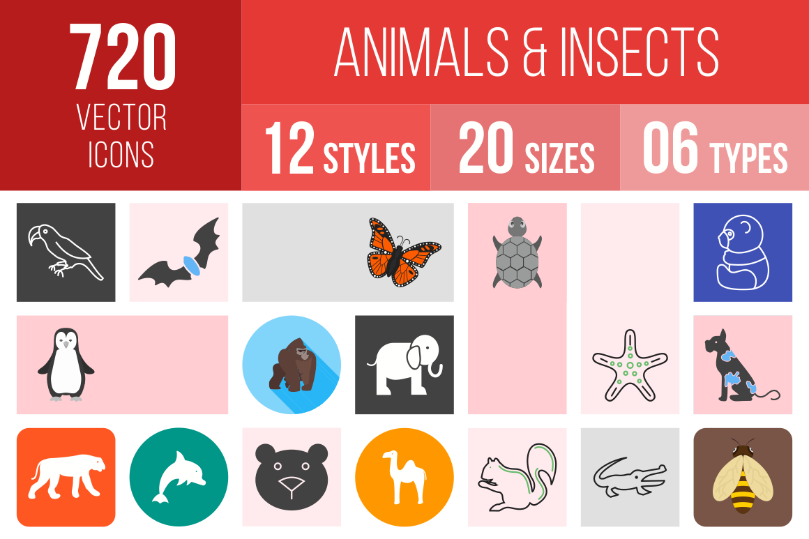720 Animals  Insects Icons by Iconbunny  Creative Market