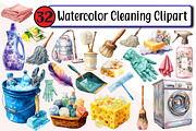 Watercolor Cleaning Clipart, an Illustration by Design Market (Thumbnail 1 of 3)