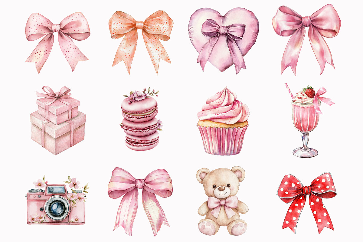 Pink Bows Coquette Clipart, an Illustration by Design Market (Photo 4 of 4)
